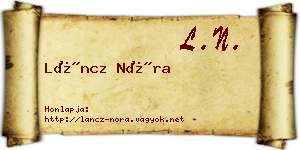 Láncz Nóra névjegykártya